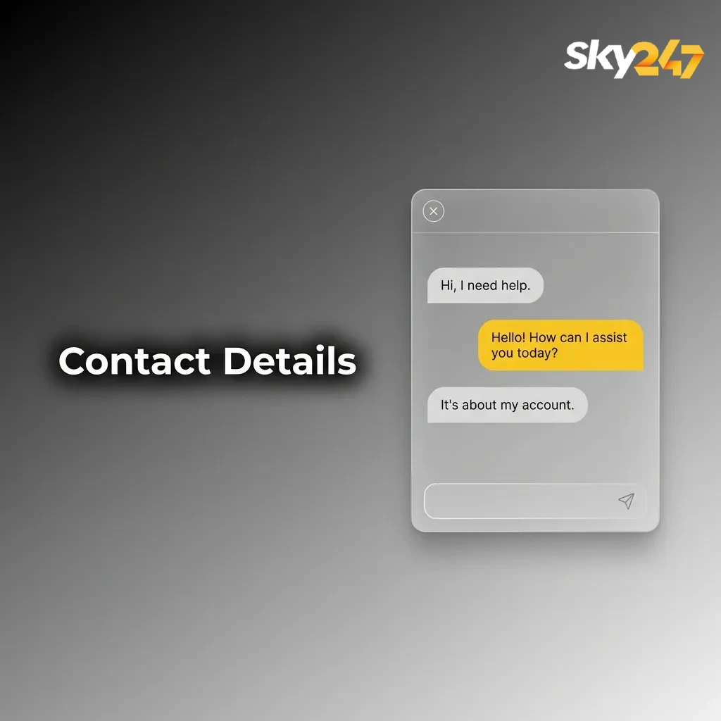 Sky247 customer support contact options including live chat, email, phone, Telegram, and WhatsApp for 24/7 assistance.