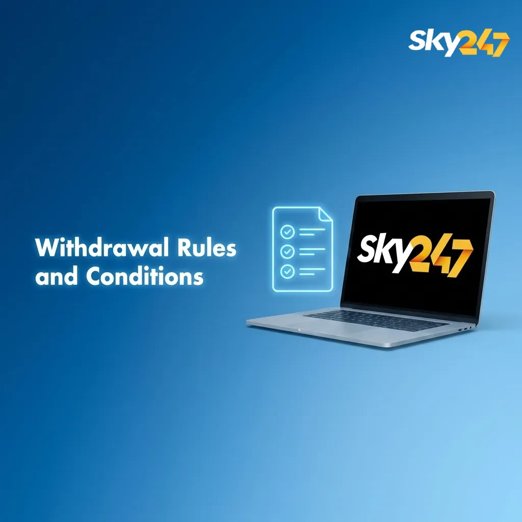 Withdrawal rules overview showing verification, wagering, payment method matching, request limits, and minimum balance requirements.
