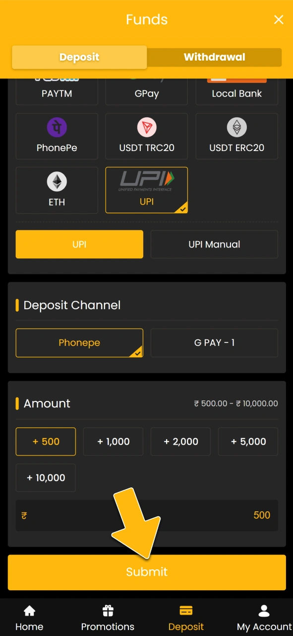 Deposit funds for cricket betting on the official Sky247 site.