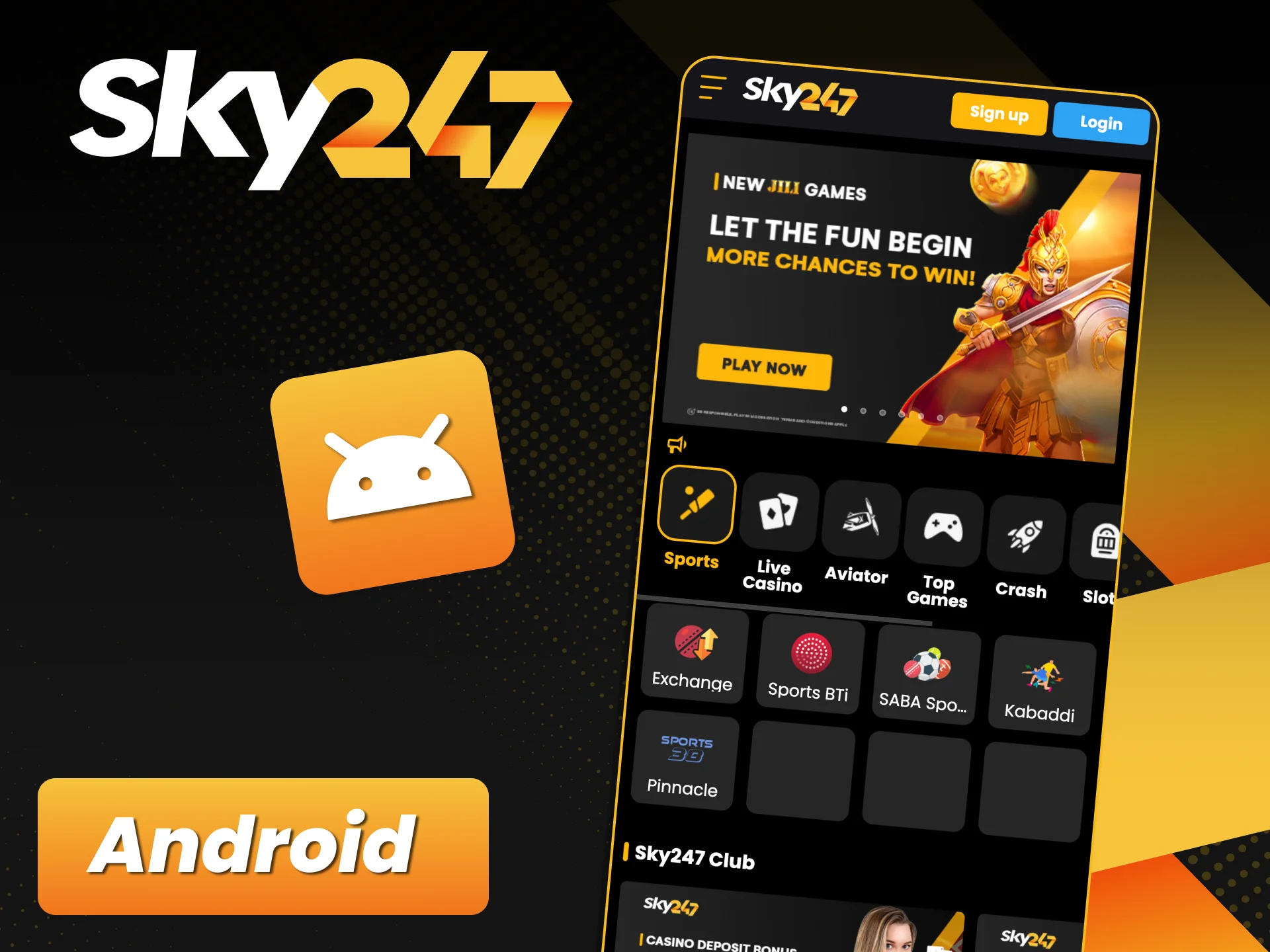 Download the official Sky247 Android app now.