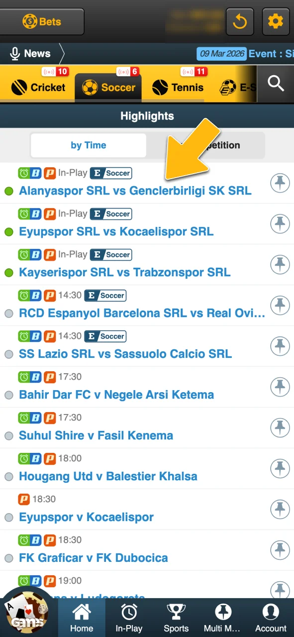 Find the match you want on Sky247.