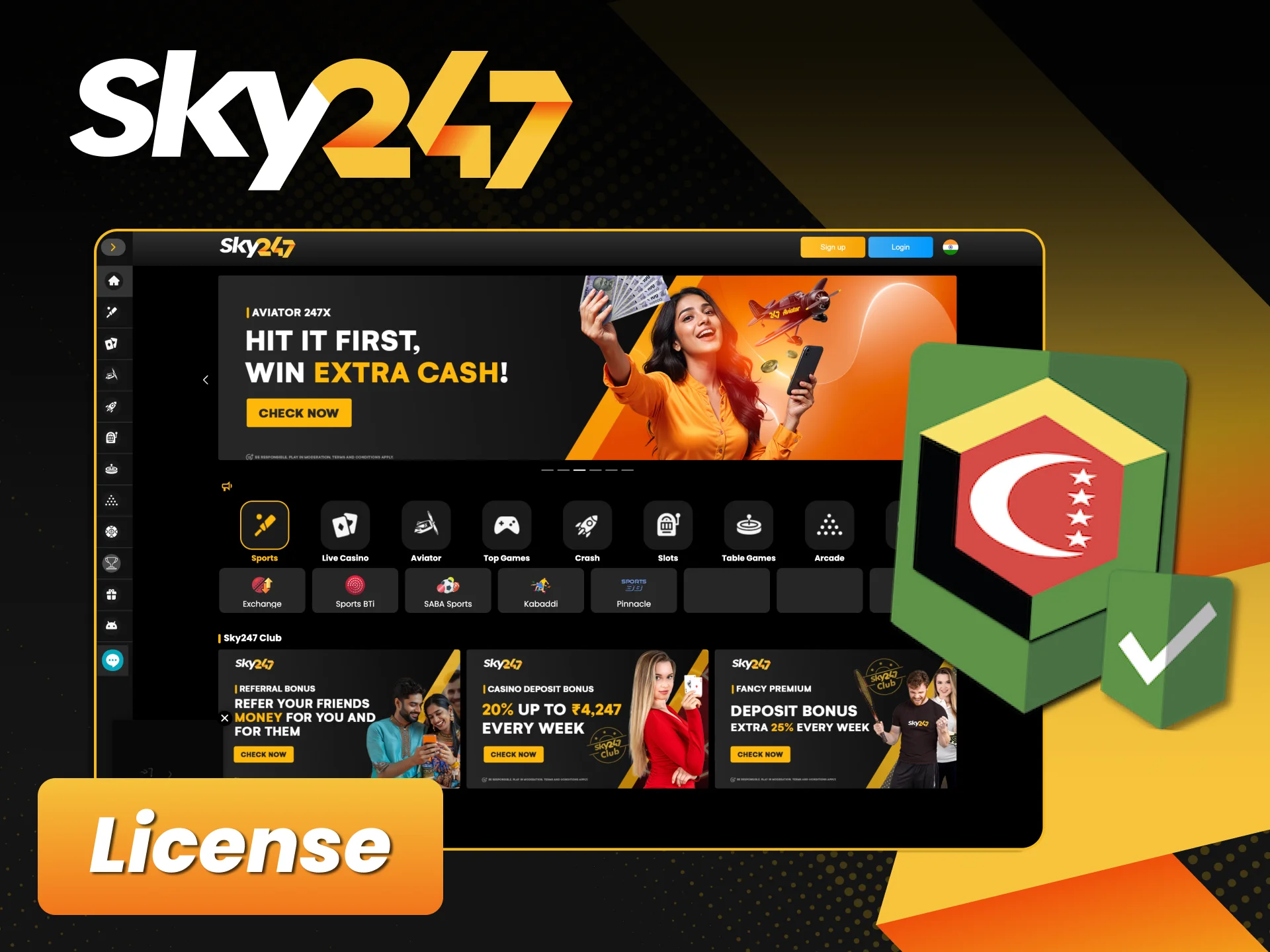 Play safely with the official Sky247 gaming license.
