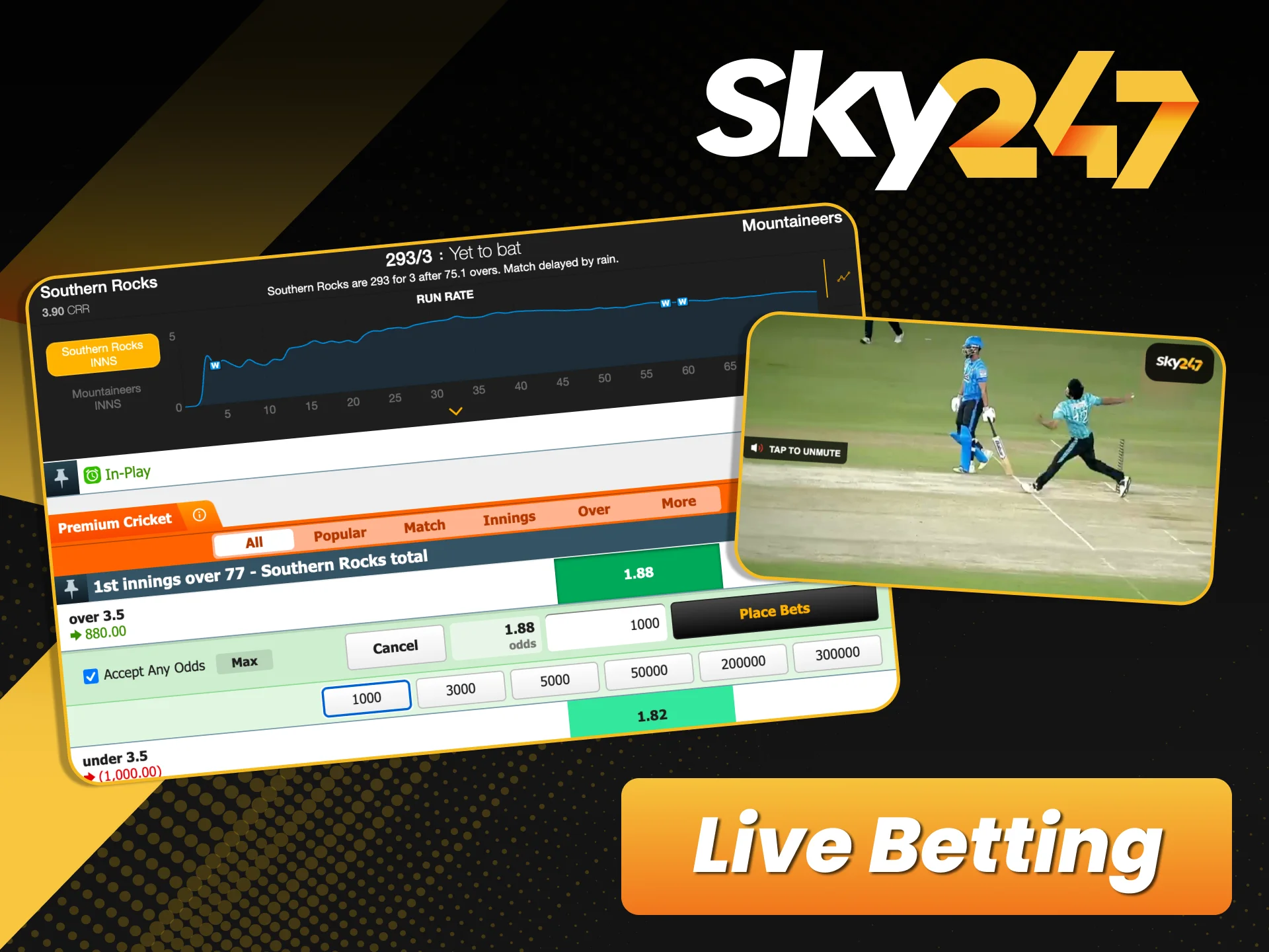 Watch live streams and bet on in-play markets at Sky247.