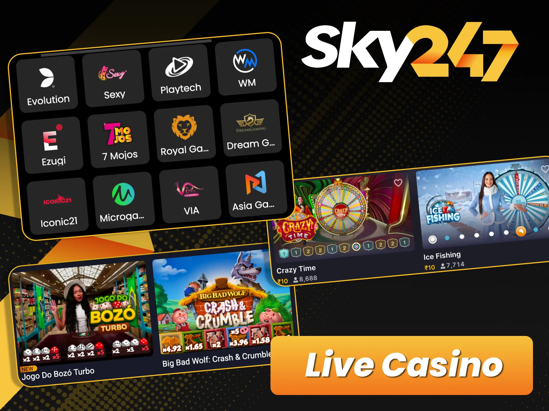 Play live dealer games in real time on Sky247.