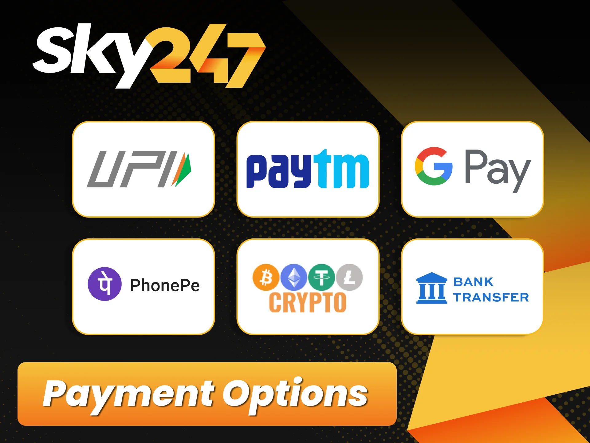 Use Indian local methods and crypto for Sky247.