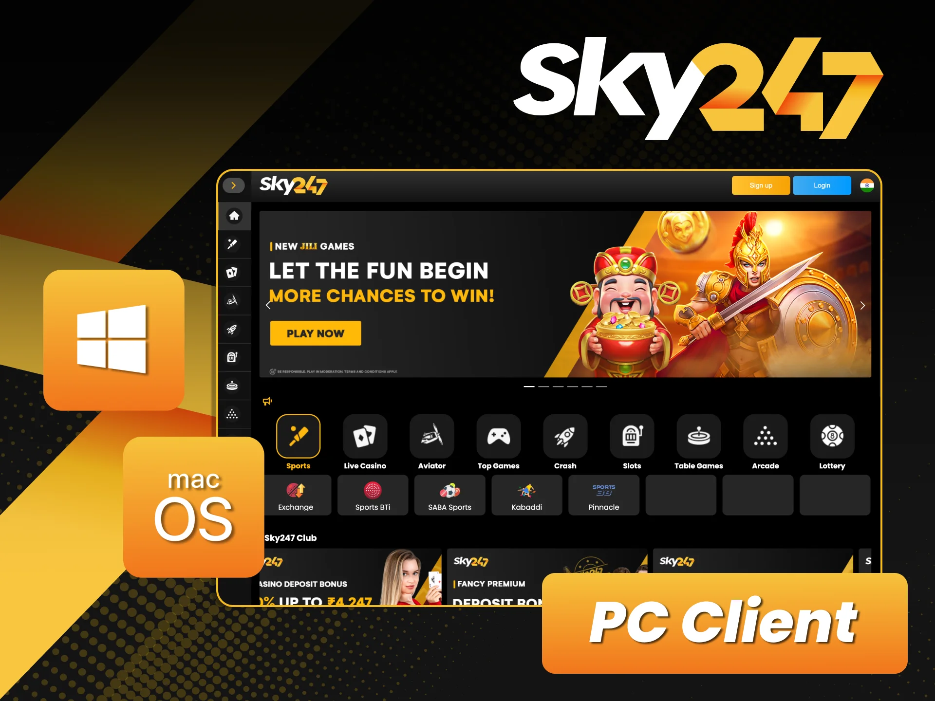 Access the full Sky247 platform on Windows or macOS.