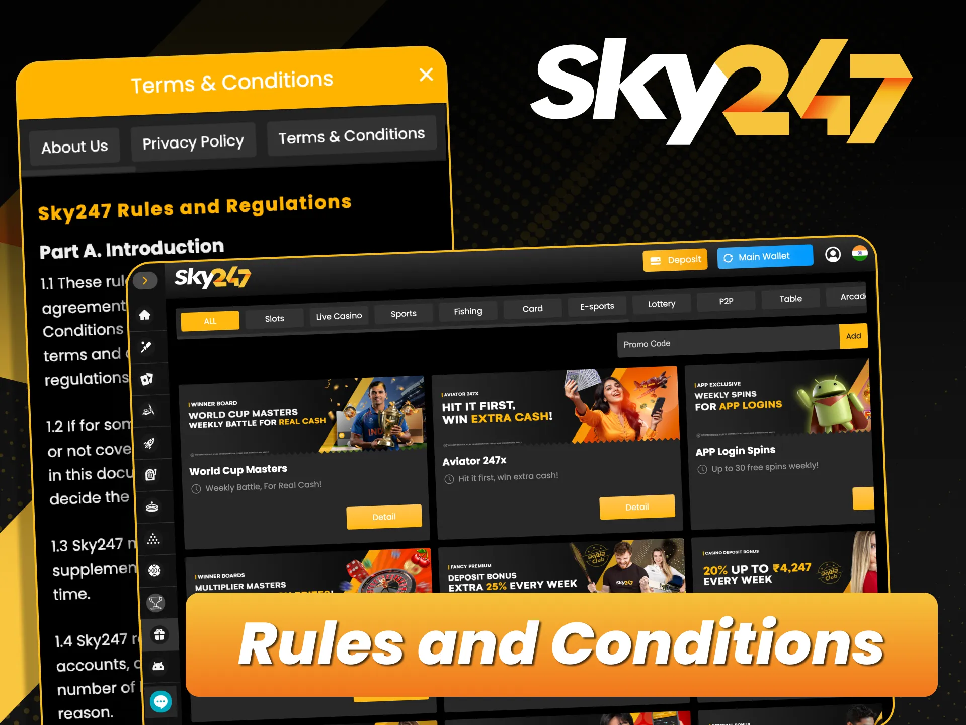 Review Sky247 rules and privacy policy before playing.