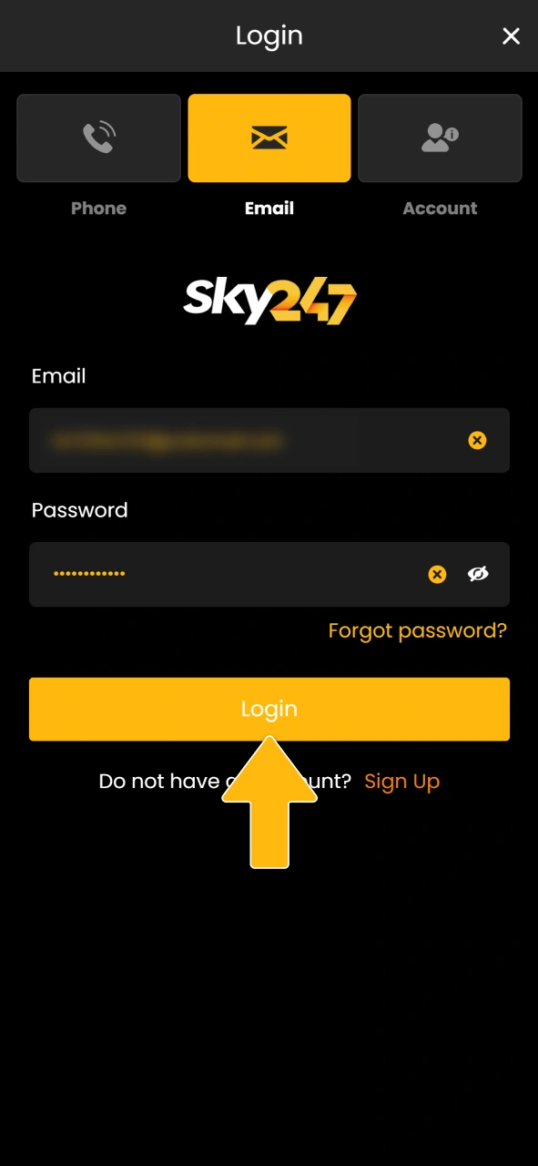 Access your personal dashboard on the official Sky247 gaming platform.