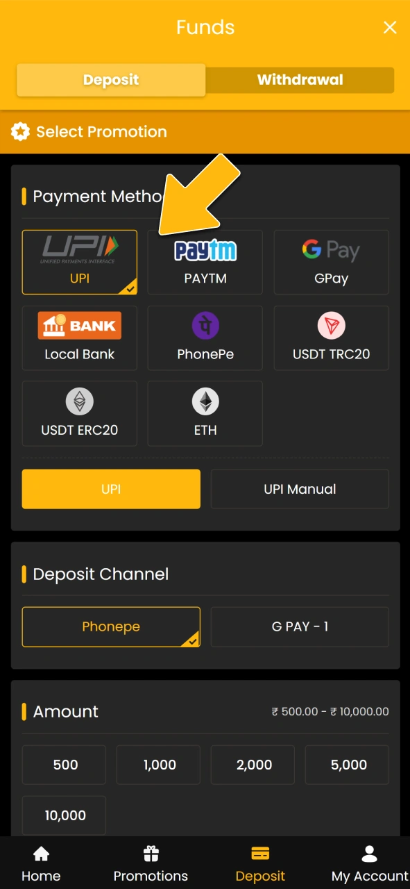 Open the deposit window on the official Sky247 brand site.