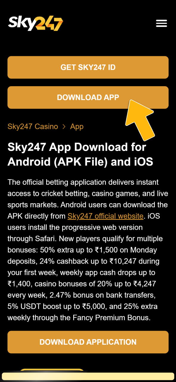 Click to start adding Sky247 to your iOS device.