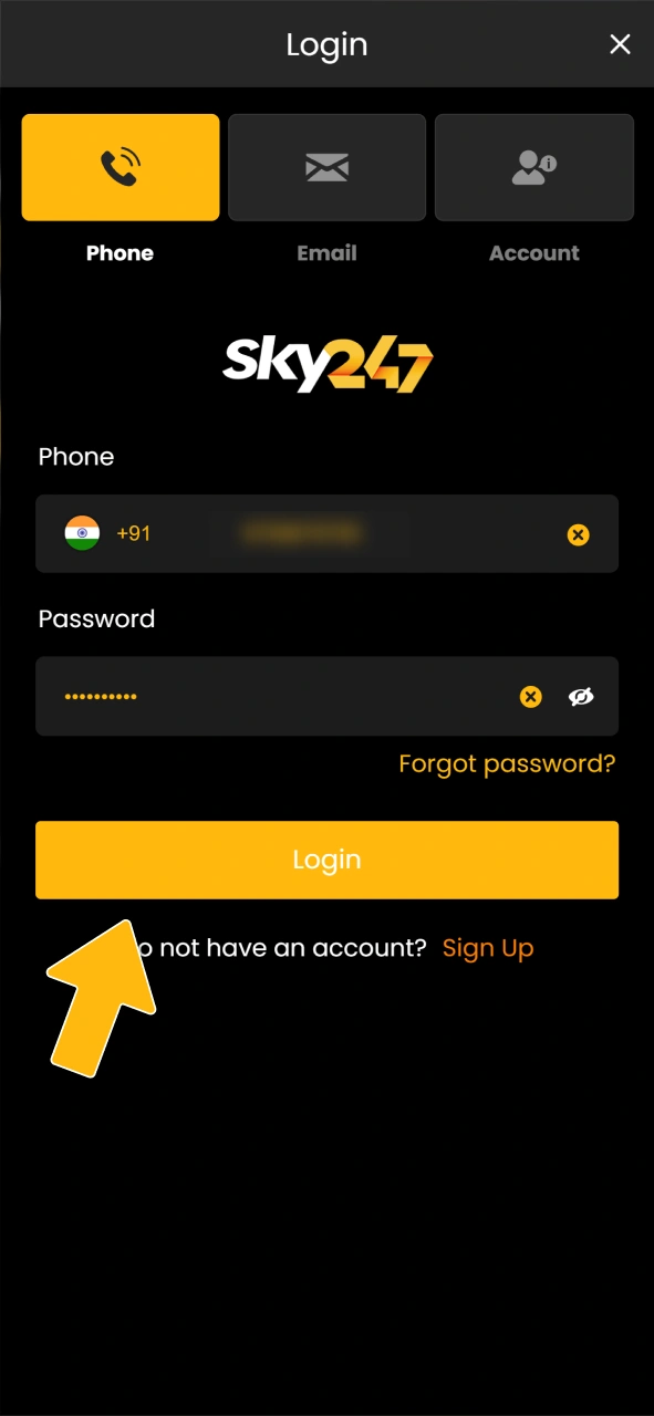 Log in to your Sky247 account via the iOS app and start winning.