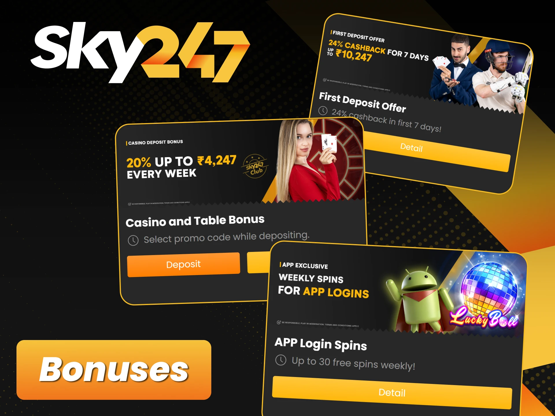 Claim exclusive bonuses for mobile players in the Sky247 app.