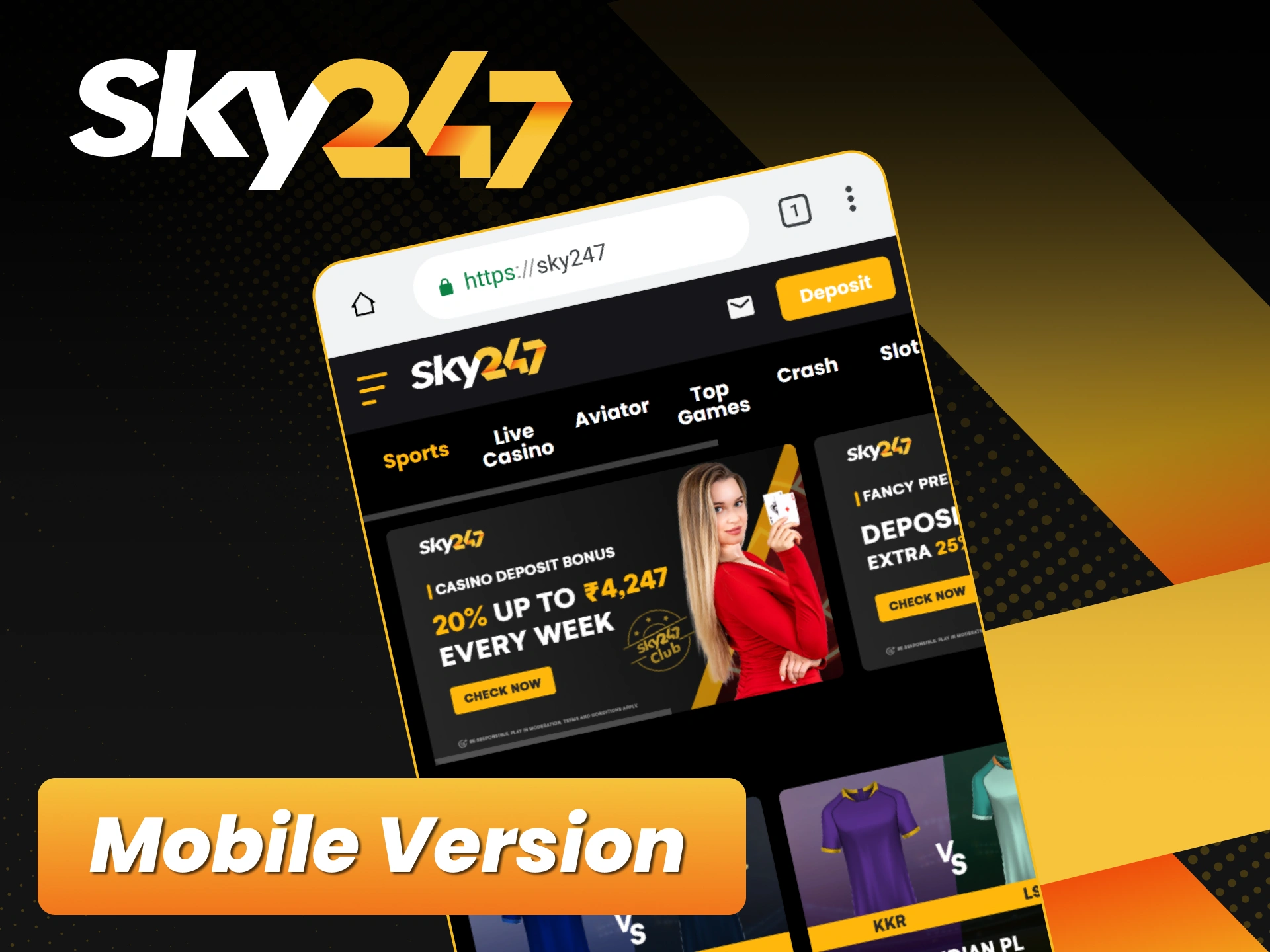 Explore the fully optimized mobile version of the Sky247 website.