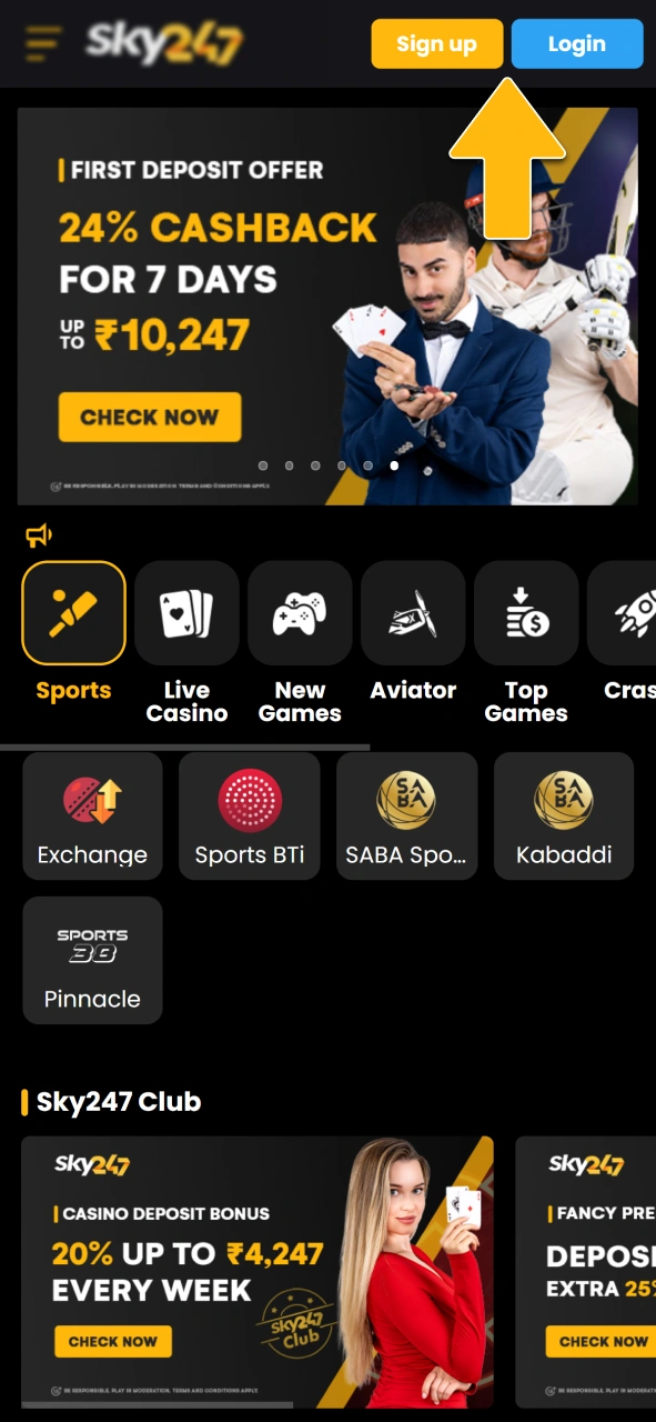 Register your new user profile secure account on official Sky247.