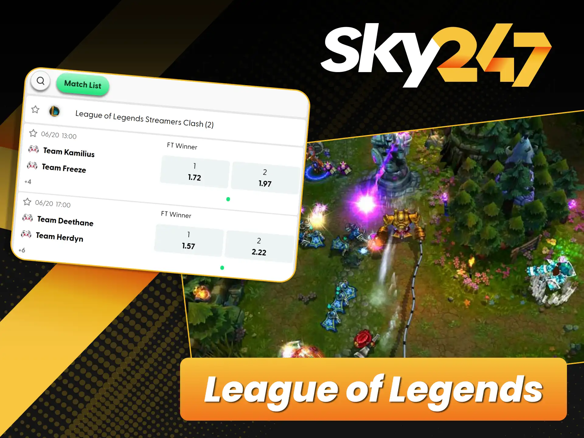 Stream and bet on League of Legends events through official Sky247.