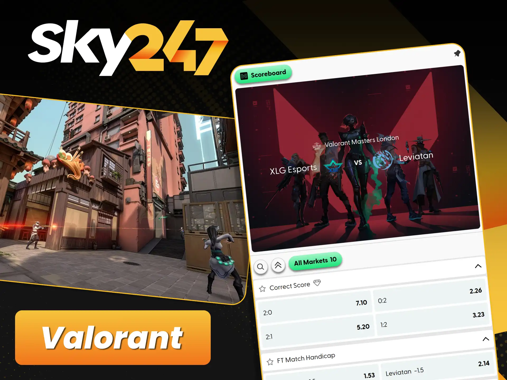 Place real money wagers on Valorant tournament markets via official Sky247.